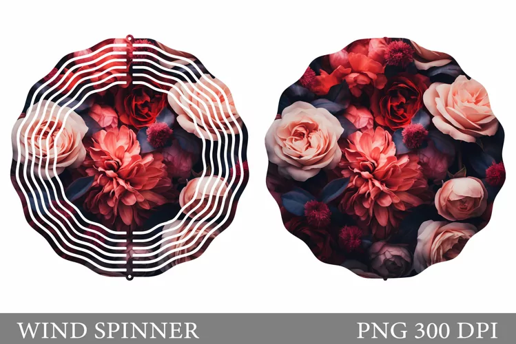 Flowers Wind Spinner Design. Rose Wind Spinner Sublimation