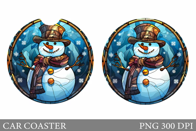 Snowman Car Coaster Design. Snowman Car Coaster Sublimation