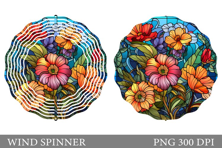 Flowers Wind Spinner. Stained Glass Flowers Spinner Design example image 1
