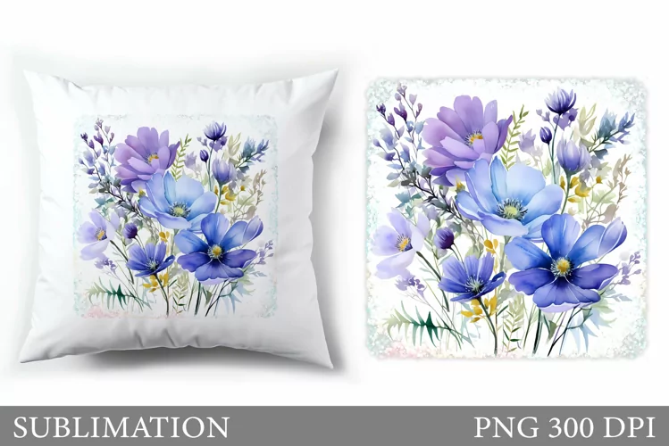 Wildflowers Pillow Design. Flowers Sublimation