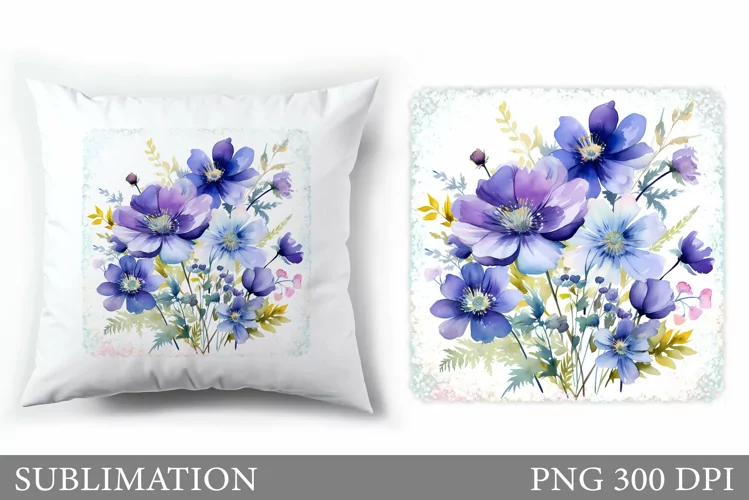 Wildflowers Pillow Design. Flowers Sublimation