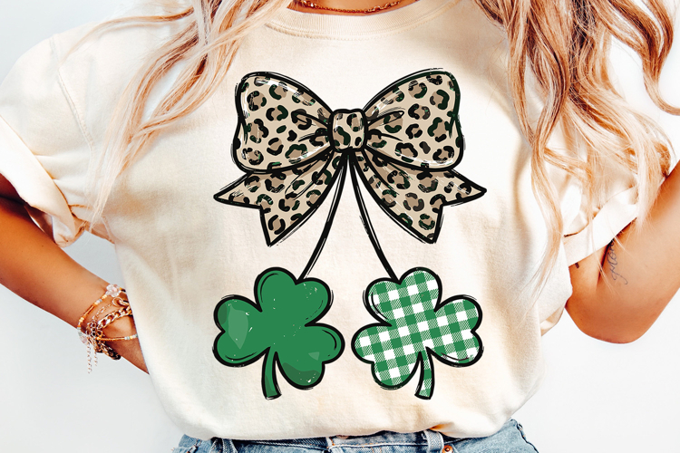 St Patricks Day png | Shamrock Bow Shirt Design