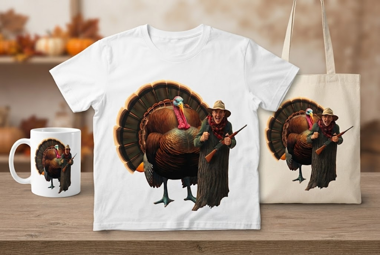 Hunter and Giant Turkey Thanksgiving Design