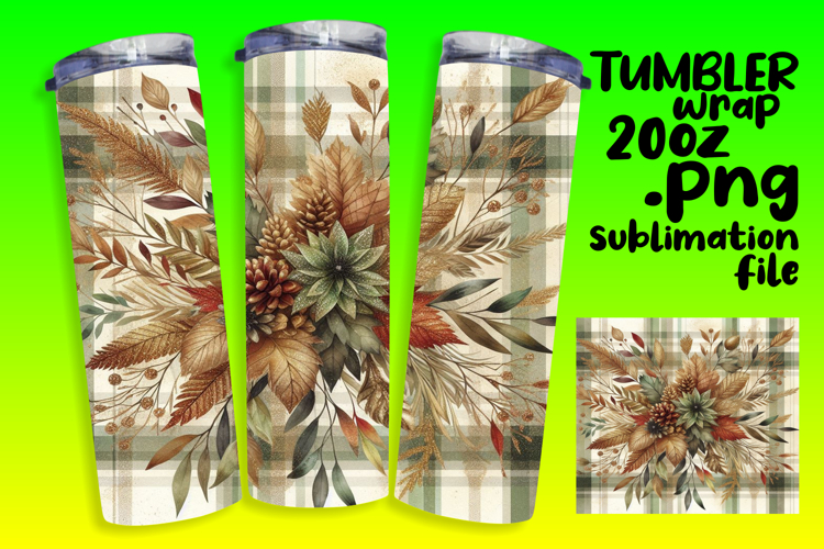 Stylish 20oz Tumbler Template , Autumn Flower