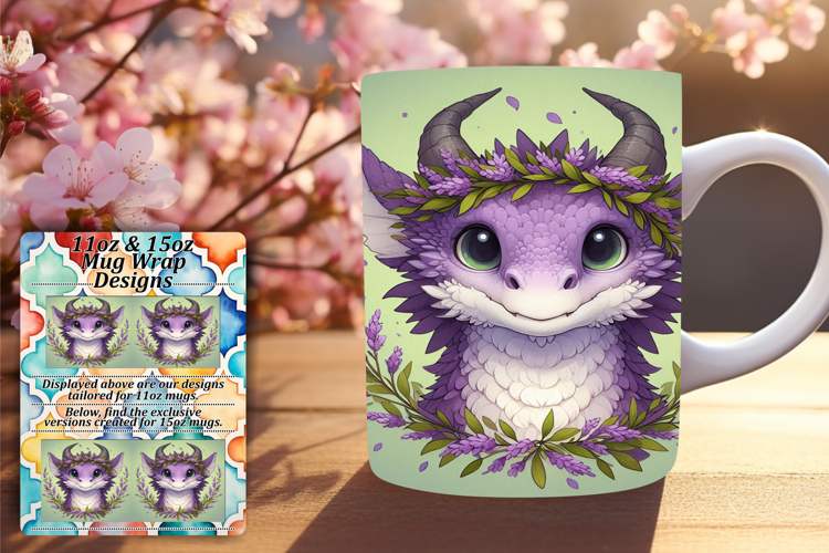 Playful 15oz Mug Wrap Png Artwork , Dragon