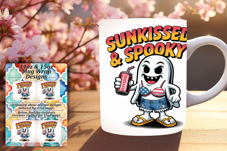 Quirky 15oz Mug Wrap Png Artwork , Funny Ghost