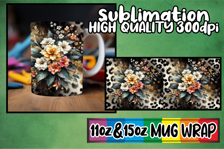 Whimsical views 11oz 15oz sublimation wrap, Leopard Prints