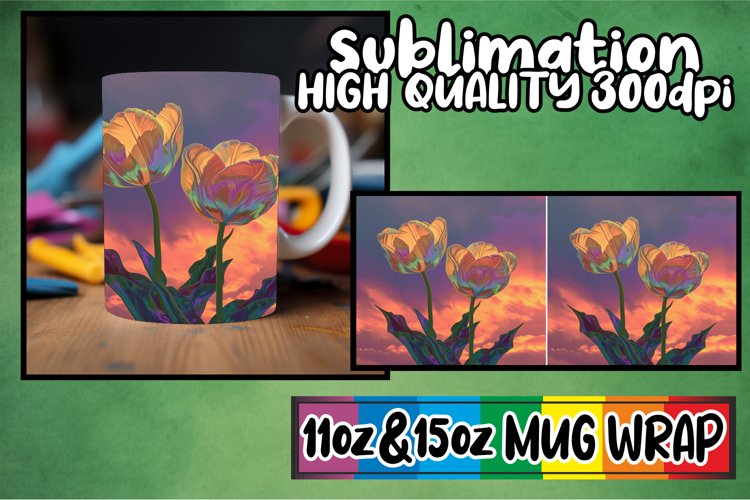 Vintage Spring Garden Charm: Retro Mug Wrap Sublimation example image 1