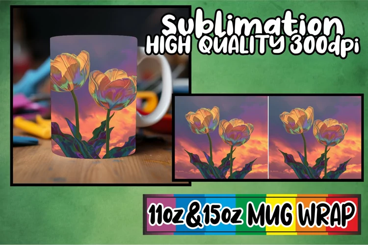 Vintage Spring Garden Charm: Retro Mug Wrap Sublimation