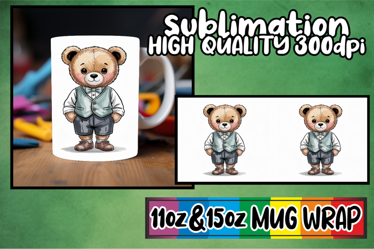 Serene evenings sublimation mug wrap, Teddy Bear