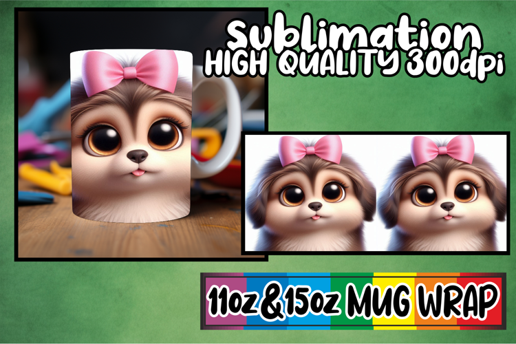 Magical moments 11oz 15oz sublimation wrap, 3D Dog