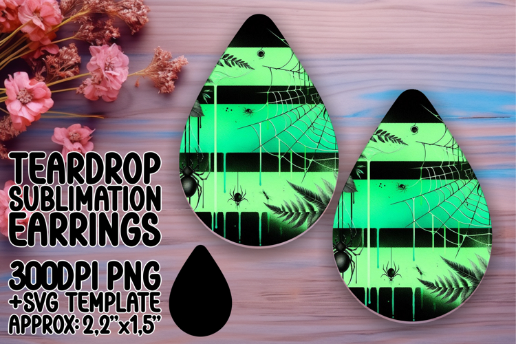 Playful Teardrop Earrings Template PNG , Halloween