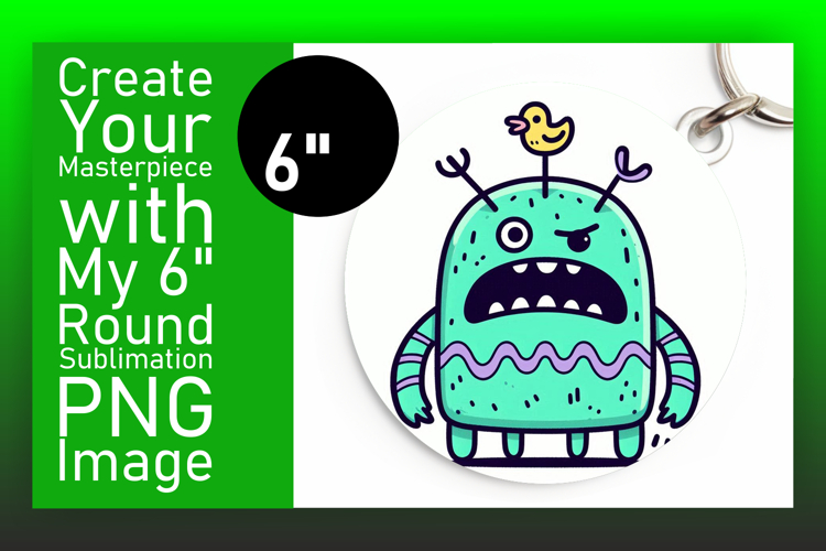 Colorful Round Design Keychain Artwork , Monster