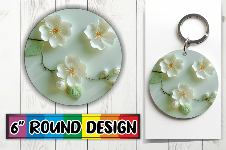 Blossom Elegance: 3D Circle Design Sublimation