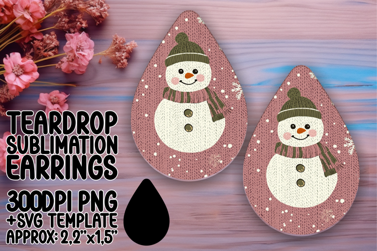Sleek Teardrop Design for Earrings , Snowman