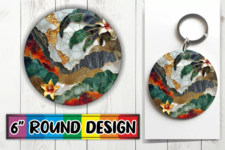 Luxe Landscape Keychain Delights: Golden Elegance