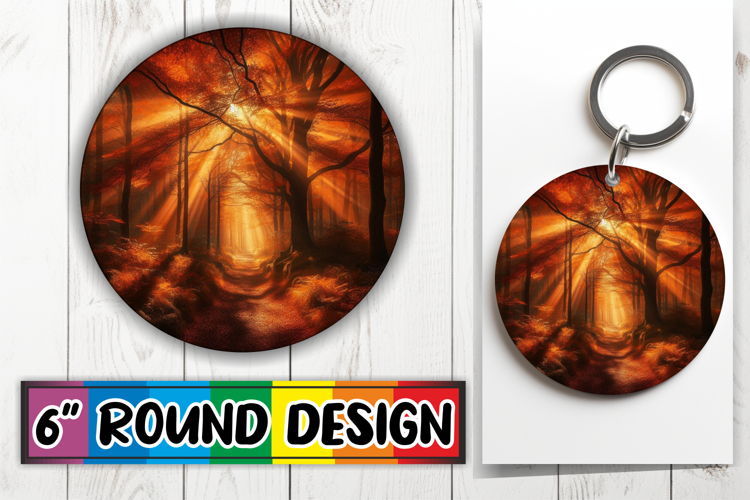 Sweet Keychain Round Design PNG, Autumn