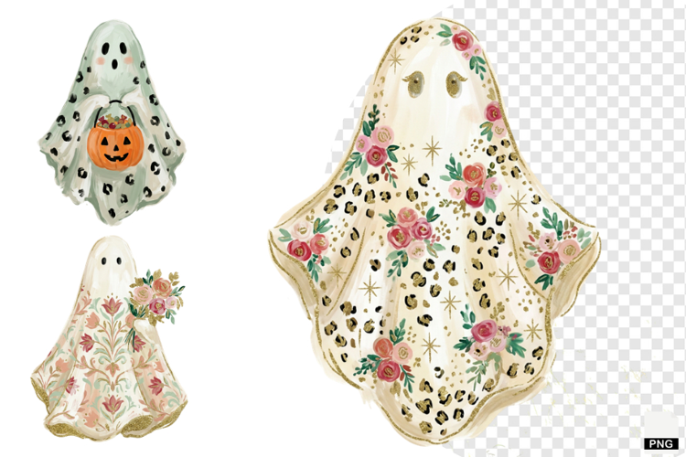 Whimsical Halloween Ghost PNG