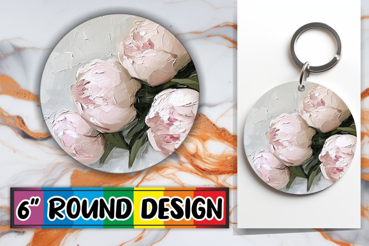 Blooming Beauty Circle: Sublimated Spring Elegance Keychain