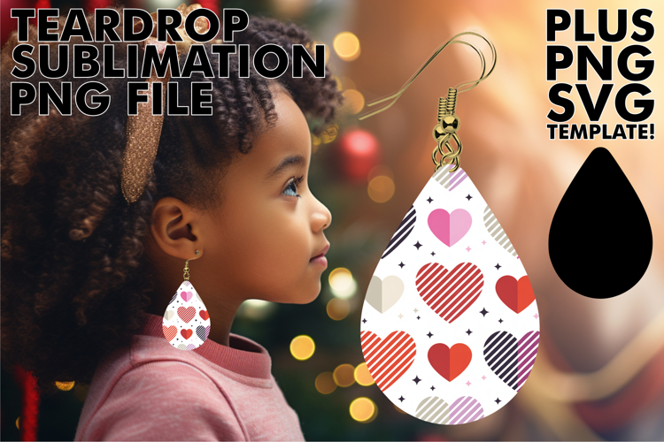 Elegant Teardrop Earrings PNG MAGIC, Valentines Pattern