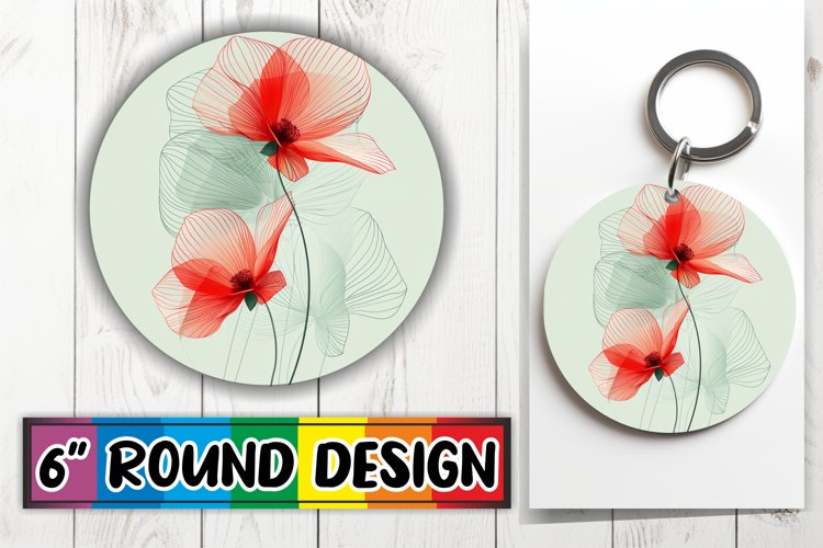 Blooming Beauty: Sublimation Circle Keychain & Car Coaster example image 1