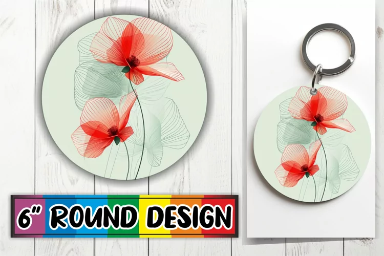 Blooming Beauty: Sublimation Circle Keychain & Car Coaster
