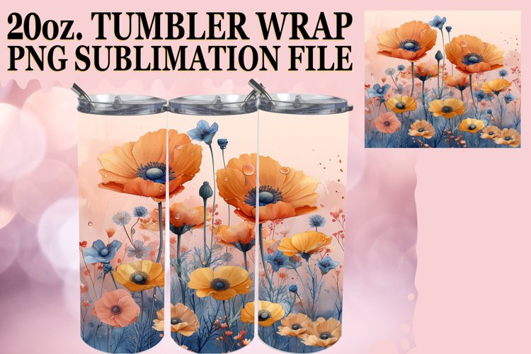 Charming Flower Pattern Tumbler Sublimation Wrap
