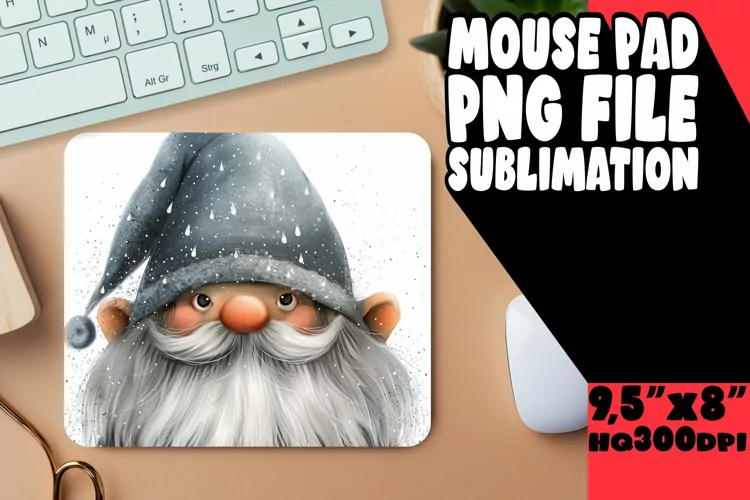 Cozy Quarters: Gnome Mouse Pad Design Watercolor