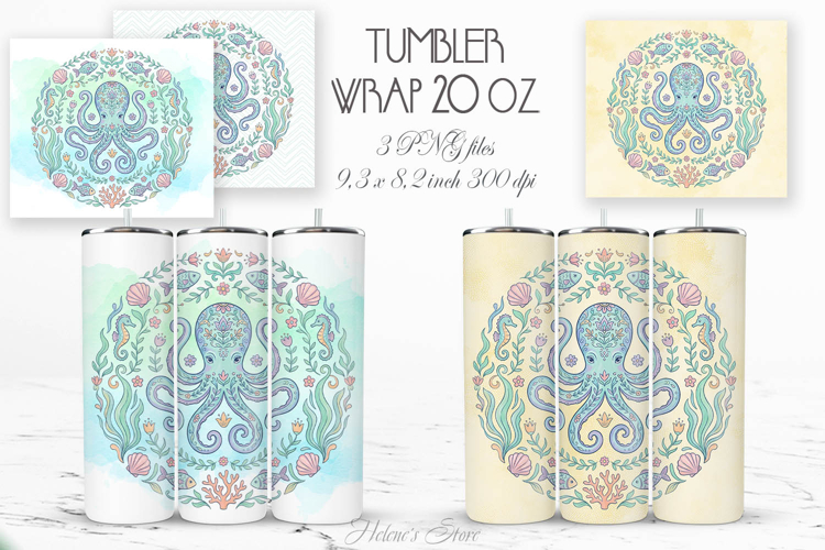 Cute ocean octopus pastel straight tumbler 20oz wrap designs