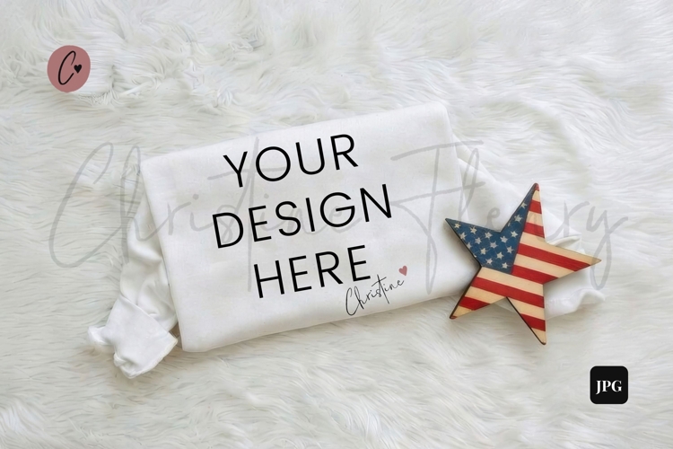 4th Of July White Sweatshirt Mockup Flatlay