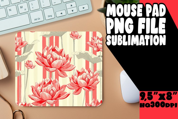 Sleek Stripe & Petal Mouse Mat - Minimalist Accessory example image 1