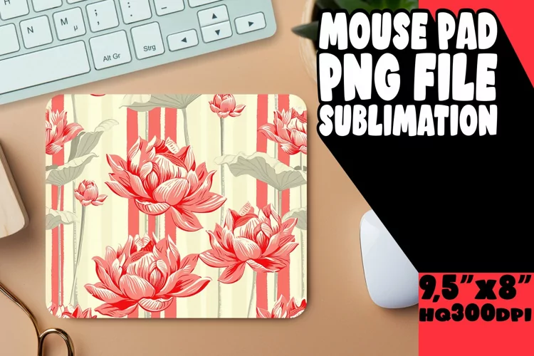 Sleek Stripe & Petal Mouse Mat - Minimalist Accessory