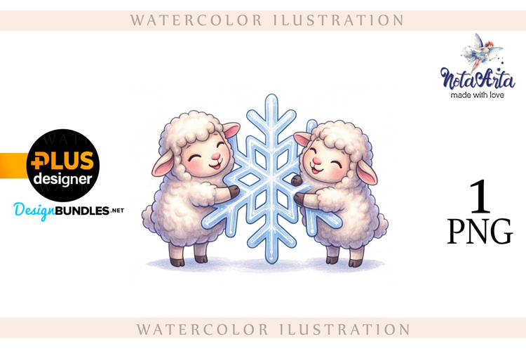 Christmas Sheep in Watercolor Style