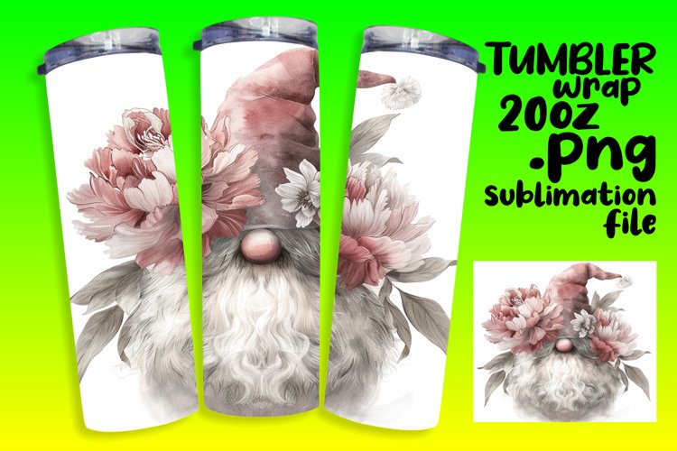 Serene Watercolor Gnome 20oz Tumbler Artwork