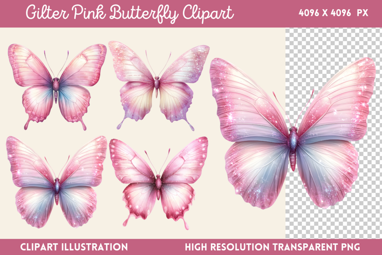 Pink Butterfly Clipart Image 16