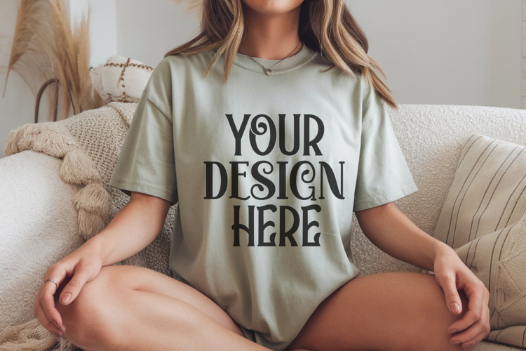 Sage Comfort Colors 1717 T-shirt Mockups,1717 Mockups