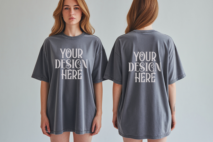 Granite Comfort Colors 1717 Front & back T shirt Mockup
