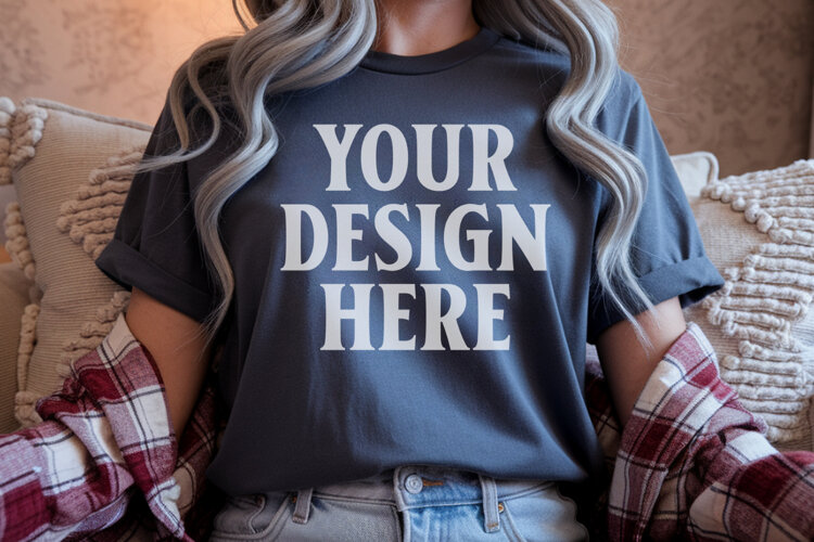 Pepper Comfort Colors 1717 Christmas Shirt Mockup, Cozy example image 1