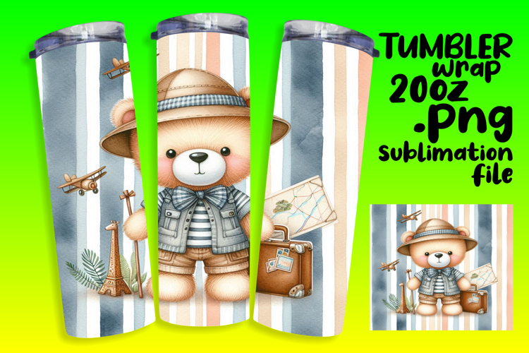 Custom 20oz Tumbler Wrap Download , Teddy Bear
