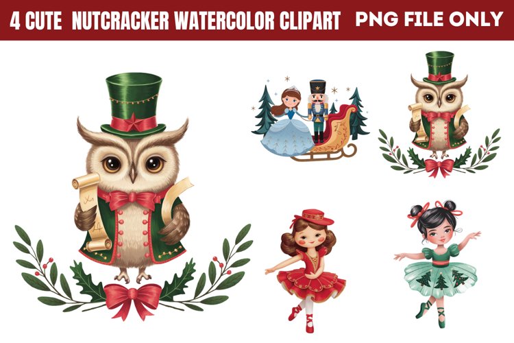 Cute Nutcracker Watercolor Clipart PNG