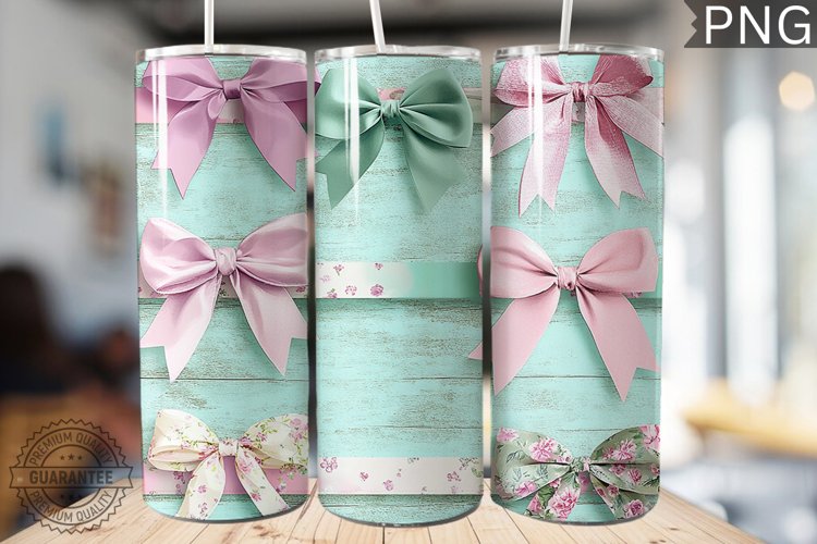 Spring Fling Bow Tumbler Wrap -High Quality 300 Dpi
