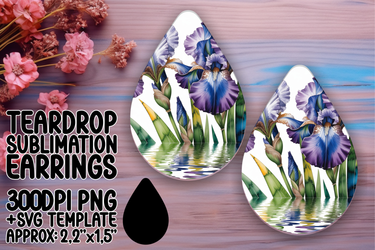 Artful Teardrop Earrings Design Template , Flowers