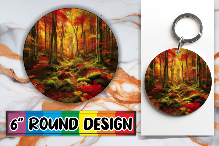 Cheerful Circle Coasters Design PNG, Autumn