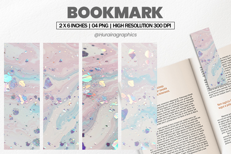 Holographic Pastel Bookmark PNG, Bookmark Sublimation