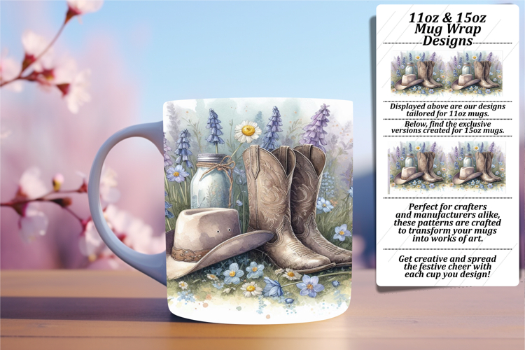 EXQUISITE 11oz Mug Wrap PNG Template , Western