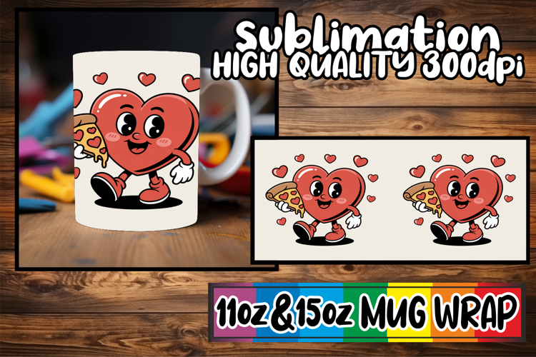 Sunny outlook 11oz 15oz mug wrap, Valenines Heart