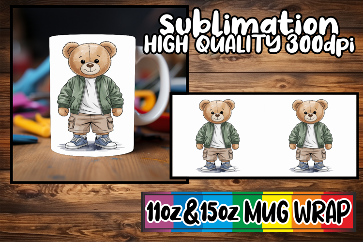 Joyful thoughts sublimation print wrap, Teddy Bear