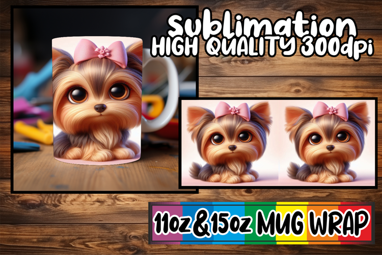 Unique charm 11oz 15oz sublimation wrap, 3D Dog