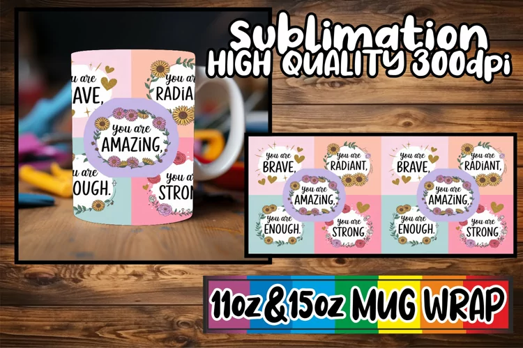 Cheerful mornings sublimation print wrap, Quote