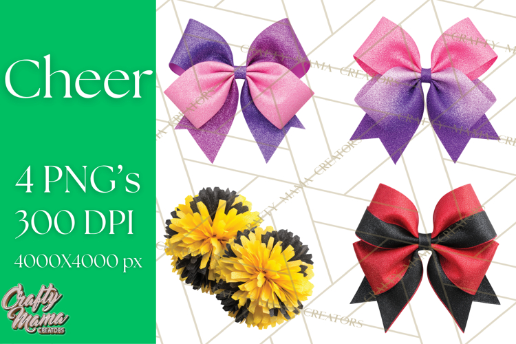 Cheerleader Clipart PNG with Glitter Pom and Color Splash